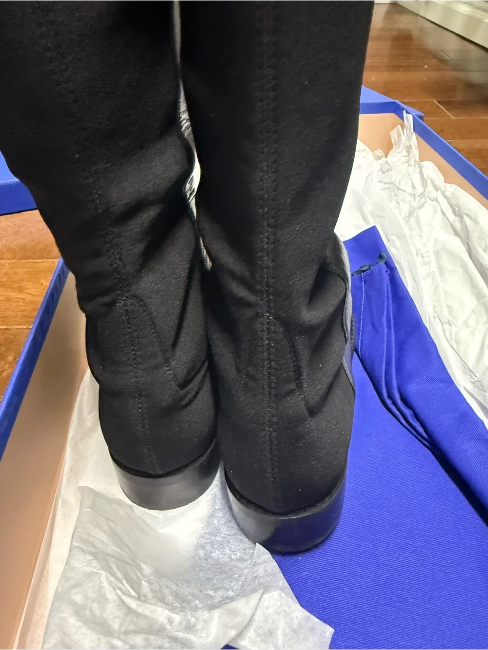NEW Stuart Weitzman Black Over-the-Knee Stretch Leather Boots